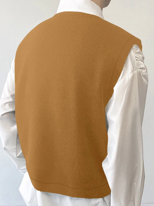 Mens Button Solid Color Knitted Sweater Vest 4 Mens Button Solid Color Knitted Sweater Vest - Image 2
