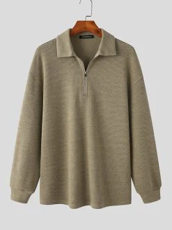 Mens Solid Knit Quarter Zip Long Sleeve Golf Shirt 15 Mens Solid Knit Quarter Zip Long Sleeve Golf Shirt -Incerun Shop a6f87ae7 56a9 455e bef1 53286ebbcdb2