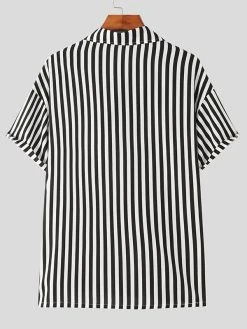 Mens Striped Short Sleeve Loose Fit Shirt 10 Mens Striped Short Sleeve Loose Fit Shirt -Incerun Shop a7c7d780 5ec7 4cca b8c0 f2b35f9b98b7
