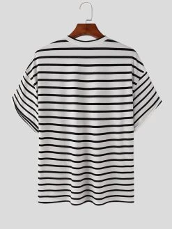 Mens Striped Crew Neck Short Sleeve Casual T-Shirt -Incerun Shop a7dbfc97 73b7 4d51 a695 1eccaf3daf8b