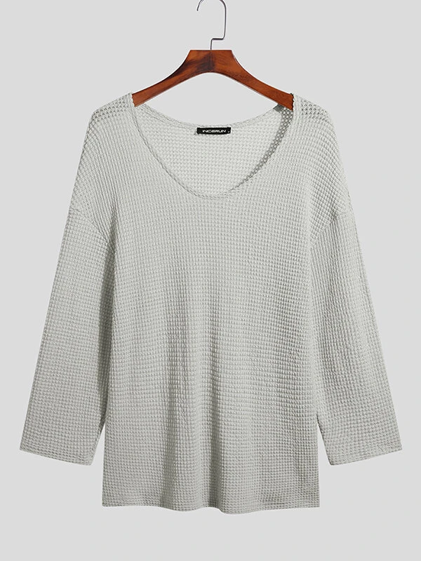 Mens Solid Long Sleeve V-neck T-shirt 9 Mens Solid Long Sleeve V-neck T-shirt - Image 7