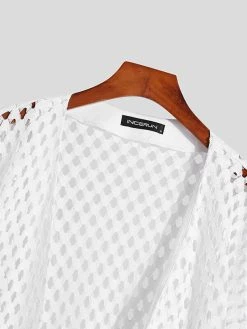 Mens Loose Mesh Fringe Cardigan -Incerun Shop a8a7b380 5146 4e39 9a02 004f9739d06f