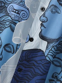 Mens Figure Statue Print Revere Collar Short Sleeve Shirt -Incerun Shop a8b72d8b 9d6b 430e 8c3e e051fa577188