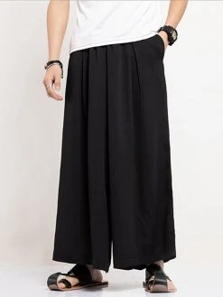 Mens Solid Loose Wide Leg Warrior Pants With Pocket -Incerun Shop a8feecc7 a21b 478f ac97 657a07f917dd