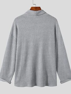 Mens Lapel Solid Color Pullover Knitting Sweater -Incerun Shop aa8bdce5 b0dd 4245 b0e6 753c8ebb73a1