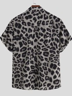 Mens Leopard Print Casual Short Sleeve Shirts -Incerun Shop aaea46df ba4c 48b8 bb1a 3ad97927349b
