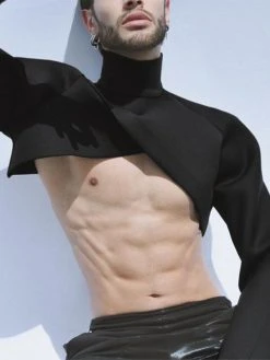 Mens High Neck Back Zipper Cropped Top -Incerun Shop ab483e32 931a 4e92 ba9c 913350d70284