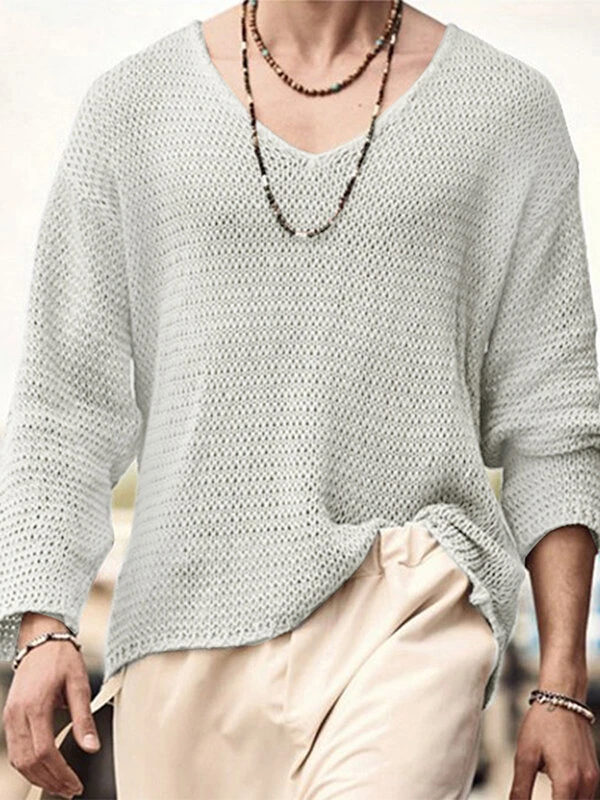 Mens Solid Long Sleeve V-neck T-shirt 8 Mens Solid Long Sleeve V-neck T-shirt - Image 6