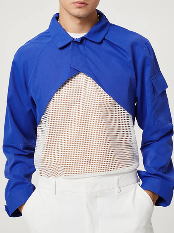 Men Sexy Cutout Long Sleeve Crop Top Shirt 4 Men Sexy Cutout Long Sleeve Crop Top Shirt - Image 2