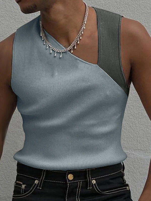 Men Sexy Patchwork Hollow Slim Sleeveless Vest 5 Men Sexy Patchwork Hollow Slim Sleeveless Vest - Image 3