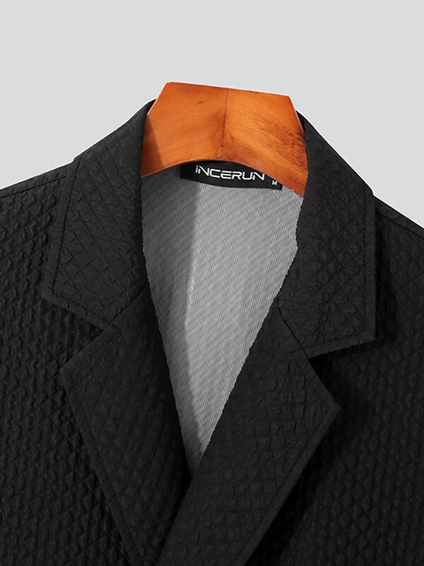 Mens Textured Short Sleeve Suit Collar Shirt 7 Mens Textured Short Sleeve Suit Collar Shirt - Image 5