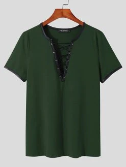 Mens Deep V Bandage Criss Cross T-Shirt -Incerun Shop ad28cbdb 626e 4178 a821 1e07654d3229