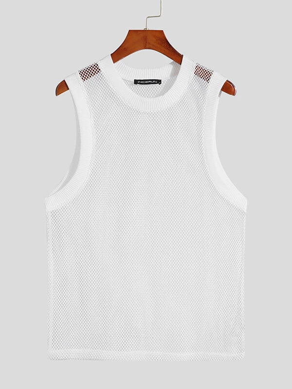 Men Casual Mesh Crochet Knit Tank Top 8 Men Casual Mesh Crochet Knit Tank Top - Image 6