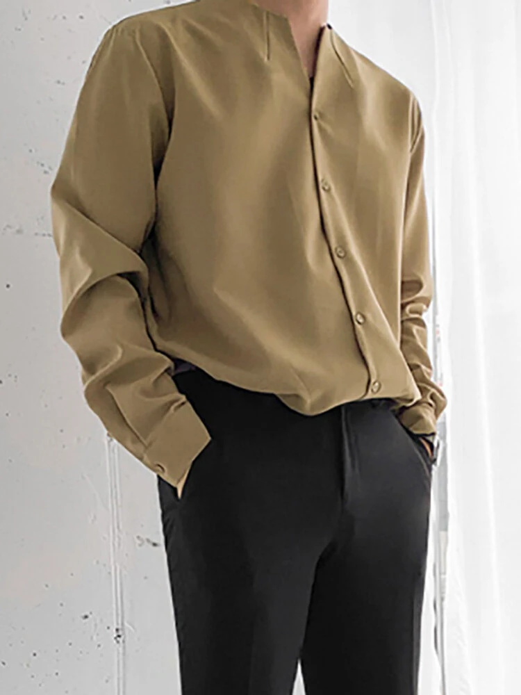 Men Casual Long Sleeve Button Up Workwear Top Shirt 4 Men Casual Long Sleeve Button Up Workwear Top Shirt - Image 2