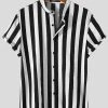 Men Vintage Stand-up Collar Short Sleeve Striped Shirt -Incerun Shop aeacec26 5915 43f1 a85f 765b8d36f1eb