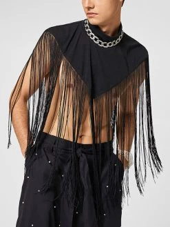 Mens Solid Tassel High Neck Cloak -Incerun Shop aed8b26e 82e4 47e3 a7e7 3ca01629d51a