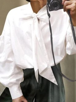 Mens Puff Sleeve Bow Shirt