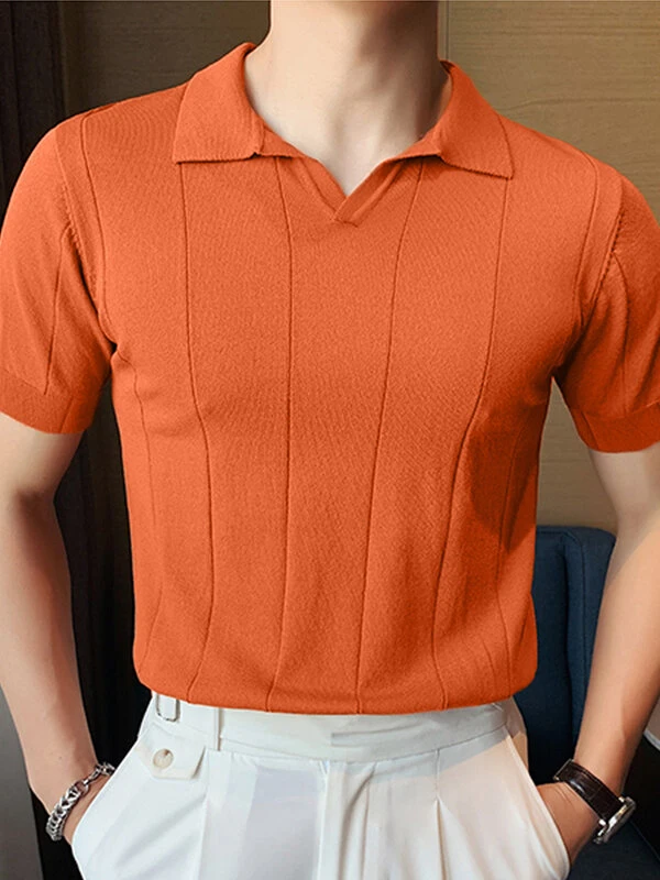 Mens Striped Slim Short Sleeve Lapel Shirt 8 Mens Striped Slim Short Sleeve Lapel Shirt - Image 6