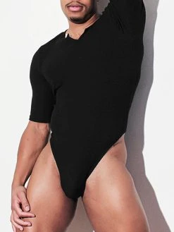 Mens Sexy Notch Neck Half Sleeve Bodysuit -Incerun Shop b0146273 29f5 444c ba35 31ae1277361a