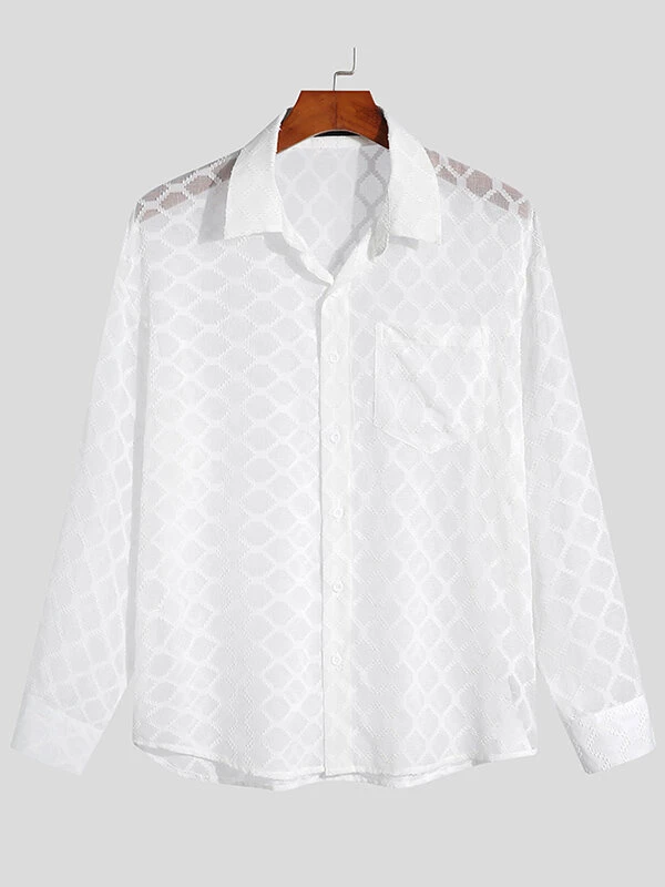 Mens Knitted Jacquard Hollow Long Sleeve Shirts 13 Mens Knitted Jacquard Hollow Long Sleeve Shirts - Image 11