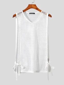 Mens Fishnet Side Split Tie V-Neck Sleeveless Tank 11 Mens Fishnet Side Split Tie V-Neck Sleeveless Tank -Incerun Shop b06f4cde 8787 40ff a2c0 0f744932d5d5