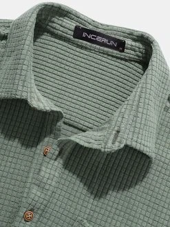 Mens Solid Short Sleeve Pocket Lapel Button Shirt -Incerun Shop b0d52329 1d25 41d6 9d5c 4eb9ee43c7ee