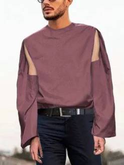 Mens Cutout Sleeves Round Neck Loose T-shirts -Incerun Shop b0e80a62 6a4c 44aa 9454 51c03aa653ed