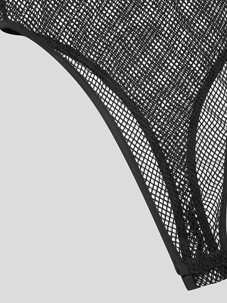 Mens Sexy Solid Hollow Mesh Sleeveless Triangle Jumpsuit 12 Mens Sexy Solid Hollow Mesh Sleeveless Triangle Jumpsuit - Image 10