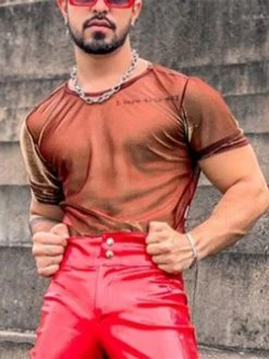 Men See-through Two-tone Short Sleeved T-Shirt -Incerun Shop b15f0508 6ed8 4ca4 a737 d0e12025af31