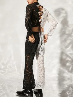 Mens Two Tone Lace Blazer 2PCS Outfits