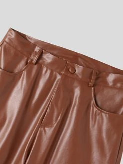 Men High Waist Leather Straight Leg Pants 13 Men High Waist Leather Straight Leg Pants -Incerun Shop b246c755 6803 4ca5 b9d9 775611095c8e