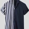 Mens Striped Pattern Patchwork Button Short Sleeve Shirt 1 Mens Striped Pattern Patchwork Button Short Sleeve Shirt -Incerun Shop b35077be 9216 4052 a4f3 7a59ee858d7f
