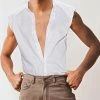 Mens Solid Workout Button Down Sleeveless Shirt -Incerun Shop b392a307 8082 4774 bfb0 89c305ec6261