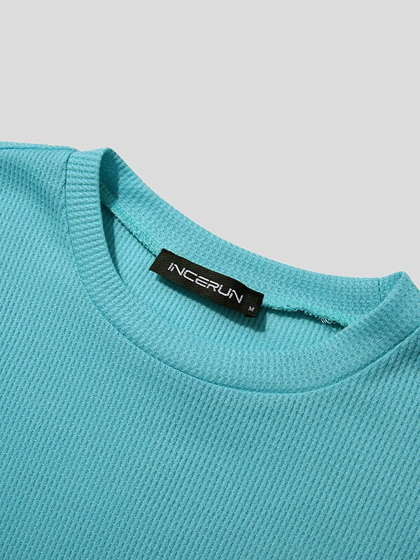 Mens Round Neck Waffle Long Sleeve T-Shirt 11 Mens Round Neck Waffle Long Sleeve T-Shirt - Image 9