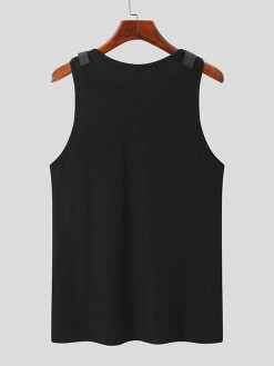 Mens Leather Shoulder Buckle Design Knitted Vest -Incerun Shop b529ec00 1c85 4ccc 8018 1f74dc541089