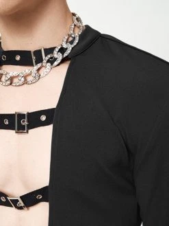 Mens Solid Cutout Long Sleeve Crop T-shirt -Incerun Shop b59ae7d7 38be 408f 9133 32678806ec63