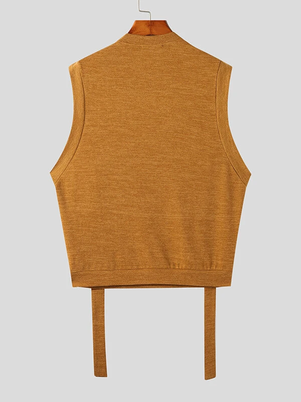 Mens Button Solid Color Knitted Sweater Vest 8 Mens Button Solid Color Knitted Sweater Vest - Image 6