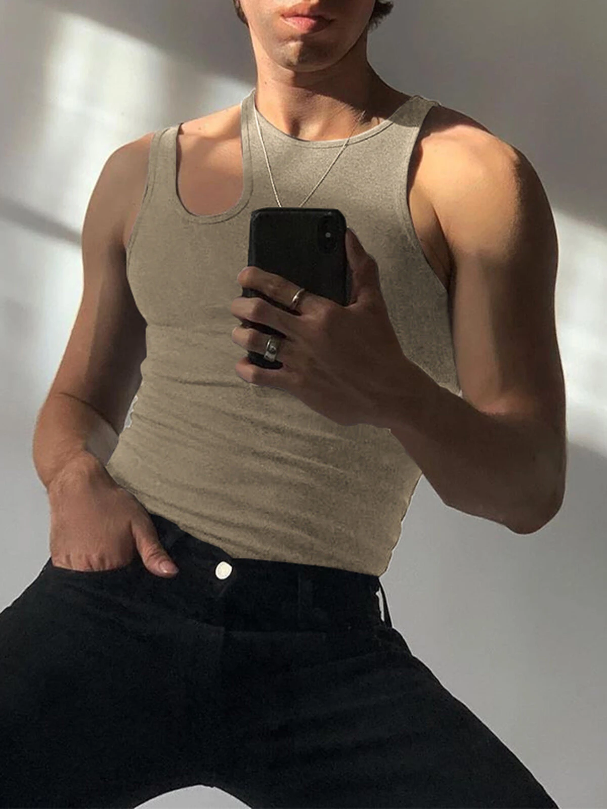 Mens Sexy Cutout Shoulder Sleeveless Vest 9 Mens Sexy Cutout Shoulder Sleeveless Vest - Image 7