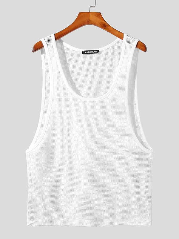 Mens Knit Hollow Out Scoop Neck Sleeveless Tank 6 Mens Knit Hollow Out Scoop Neck Sleeveless Tank - Image 4