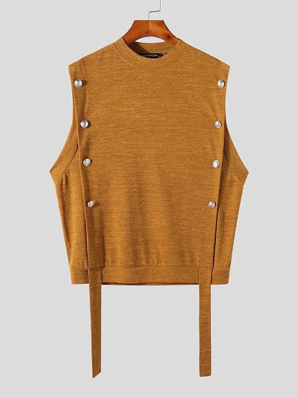 Mens Button Solid Color Knitted Sweater Vest 7 Mens Button Solid Color Knitted Sweater Vest - Image 5