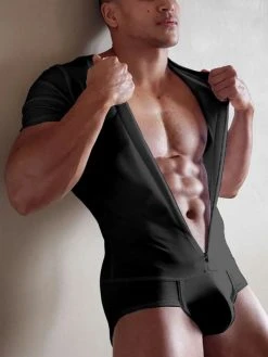 Mens Plain Short Sleeve Bodysuit -Incerun Shop b836aed3 a7e4 4258 9e3b 565500fb4484