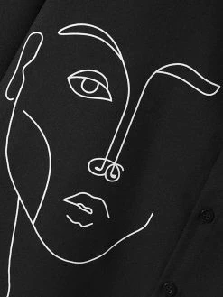 Mens Abstract Face Print Long Sleeve Shirts -Incerun Shop b8b80cb8 91d6 4b02 83e3 8d634e0b7b0e