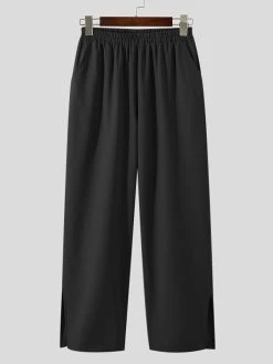 Men's Solid Color Split Wide Leg Pants -Incerun Shop b98fcd90 494e 47bf 9c93 ac4ca4dbab8e