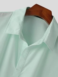 Mens Solid Lapel Long Sleeve Loose Shirt -Incerun Shop b9d535ad 8f2d 42ee bee3 bf8b7cbf40a6