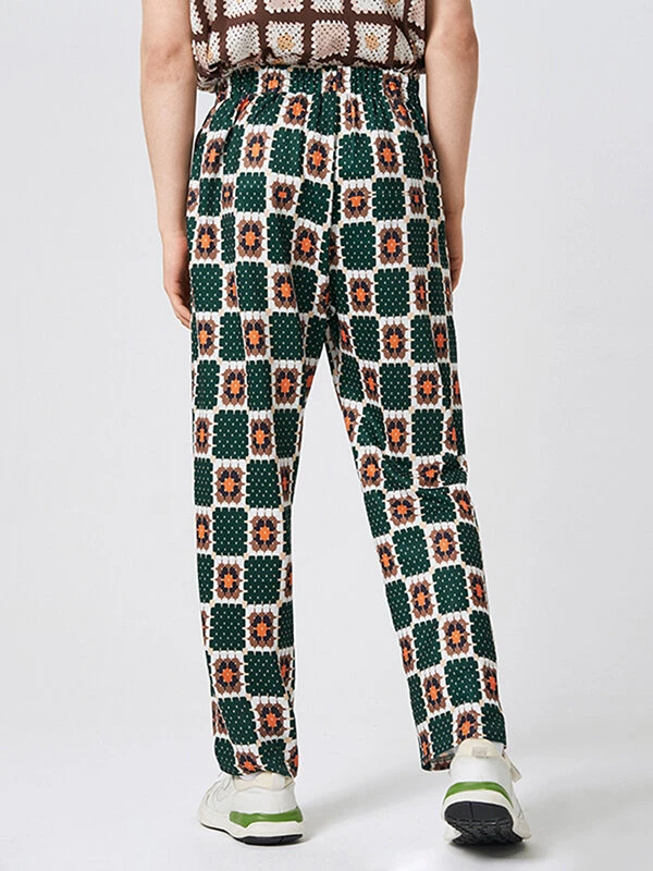 Mens Allover Dot Print Elastic Waist Pants With Pocket 5 Mens Allover Dot Print Elastic Waist Pants With Pocket - Image 3