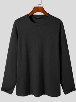 Mens Round Neck Waffle Long Sleeve T-Shirt 18 Mens Round Neck Waffle Long Sleeve T-Shirt -Incerun Shop ba1b00f3 daf1 433e 8da4 6f3cf73c237f