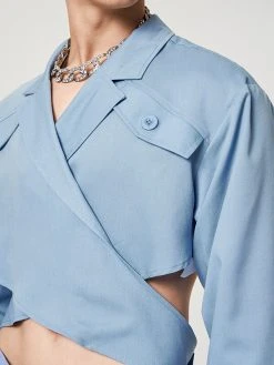 Mens Solid Irregular Cross Cutout Crop Blazer -Incerun Shop ba26c8c1 4107 46ac 98b7 a4801a188368