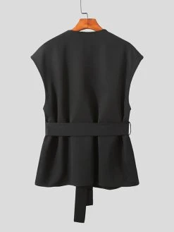 Men Irregular Solid Color Sleeveless Vest -Incerun Shop ba5eab50 c6ba 4595 b1f0 e1326c2bd203