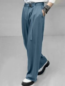 Mens Japan Solid Metal Belt Pocket Pants -Incerun Shop ba682429 ec28 4169 8db2 b9b2ca11f672