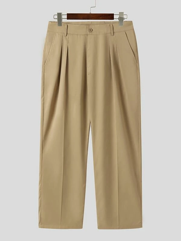 Mens Solid Pleated Casual Loose Straight Pants 7 Mens Solid Pleated Casual Loose Straight Pants - Image 5